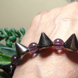 Men's Gunmetal Spike Goth Punk Bracelet 4 Men, stretch Spike Bracelet